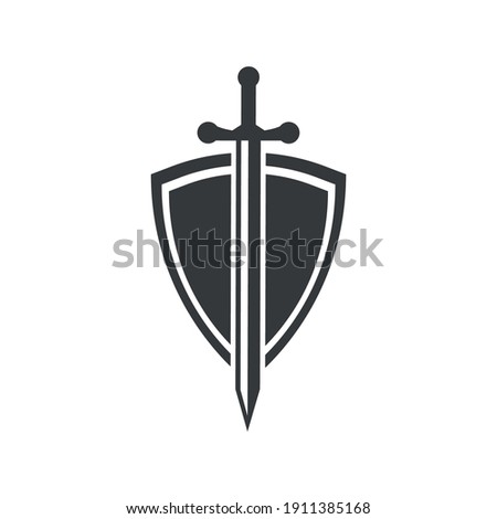 shield and sword icons. logo. vector illustration Royalty-Free Stock Photo #1911385168