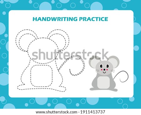 Handwriting practice sheet. Educational children game, printable worksheet for kids Royalty-Free Stock Photo #1911413737