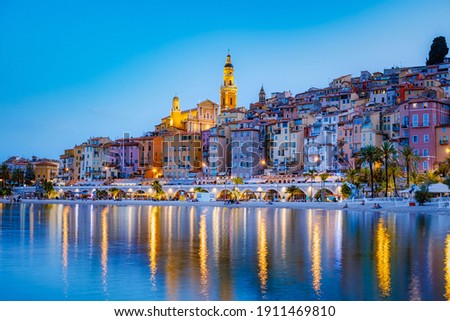 View on old part of Menton, Provence-Alpes-Cote d'Azur, France Europe during summer Royalty-Free Stock Photo #1911469810