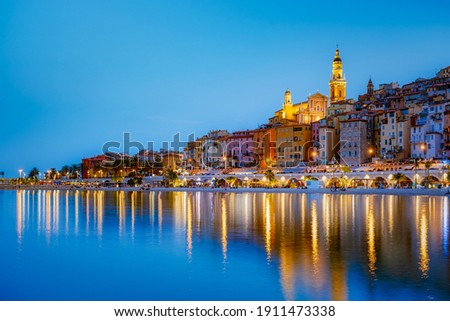 View on old part of Menton, Provence-Alpes-Cote d'Azur, France Europe during summer Royalty-Free Stock Photo #1911473338