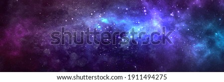 Vector cosmic watercolor illustration. Colorful space background with stars Royalty-Free Stock Photo #1911494275