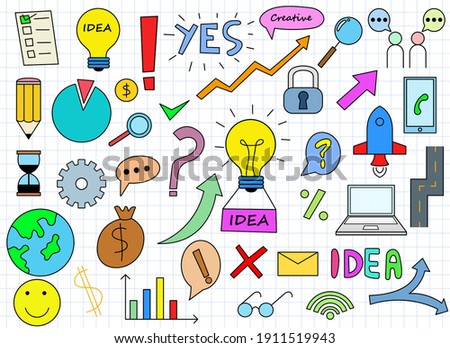 Hand drawn business elements vector design illustration isolated on background