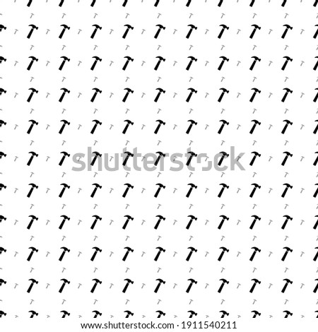 Square seamless background pattern from geometric shapes are different sizes and opacity. The pattern is evenly filled with big black hammer symbols. Vector illustration on white background