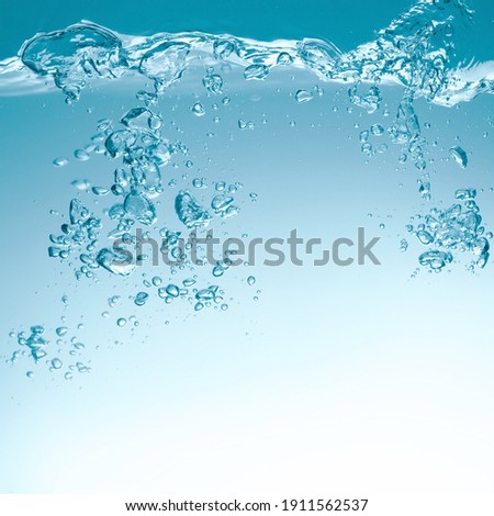 blue transparent water with air bubbles