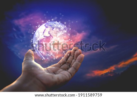 The human hand holds the network globe Creativity, ideas and innovation.This element is decorated by Nasa.
 Royalty-Free Stock Photo #1911589759