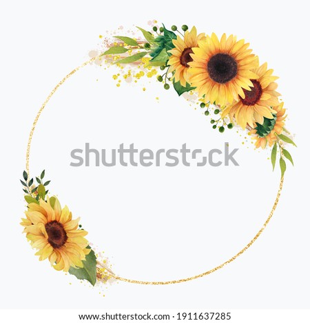Sunflowers Frames, Geometry Frame, Watercolor clipart, Summer Wedding decor