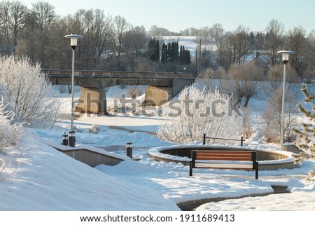 Winter view in the park. walk in the fresh air during the winter
