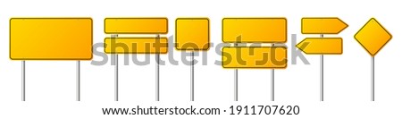 Road traffic signs set. Blank board with place for text. Mockup. Isolated information sign. Direction. Vector illustration. Royalty-Free Stock Photo #1911707620