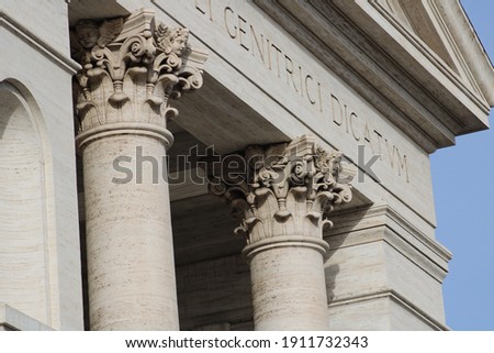 Architectural pillars columns in a historical building in rome italy selective focus