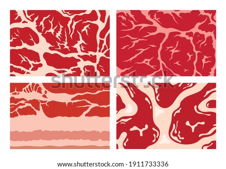 Vector meat background or pattern collection. Beef, pork and lamb meat textures for meat industry, packing, marketing, packaging, etc Royalty-Free Stock Photo #1911733336