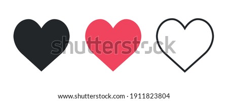 Collection of Love Heart Symbol Icons . Love Illustration Set with Solid and Outline Vector Hearts Royalty-Free Stock Photo #1911823804