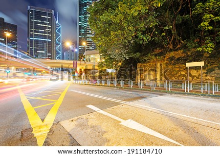 Hong Kong night view with car light
