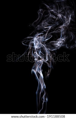 Abstract incense smoke isolated on black background