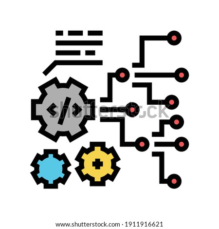 code and settings working process color icon vector. code and settings working process sign. isolated symbol illustration