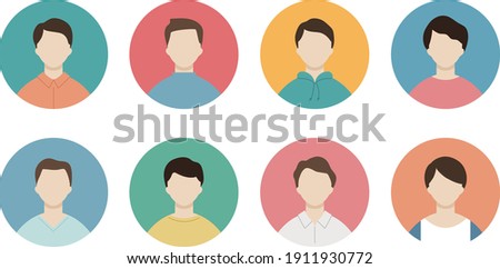 A set of various male round frame icons.
