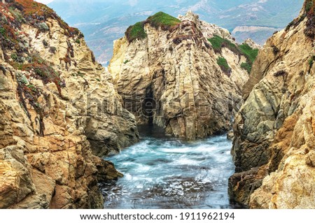 California nature - landscape, beautiful cove with rocks on the seaside in Garrapata State Park. County Monterey, California, USA