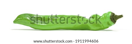 Unnatural green sweet pointed pepper, isolated on white background