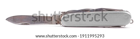 Close up of a broken multipurpose knife, isolated on white - Knife