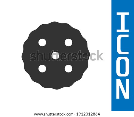 Grey Cookie or biscuit with chocolate icon isolated on white background.  Vector