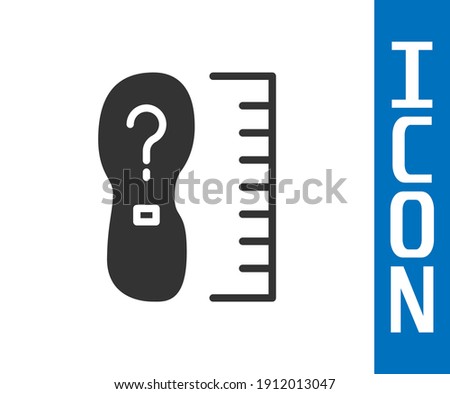 Grey Square measure foot size icon isolated on white background. Shoe size, bare foot measuring.  Vector