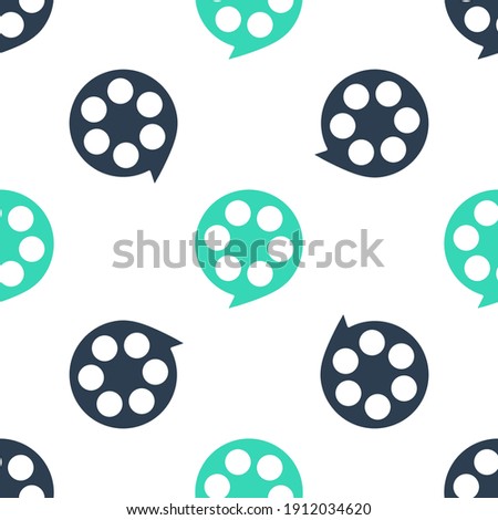 Green Film reel icon isolated seamless pattern on white background. Vector.