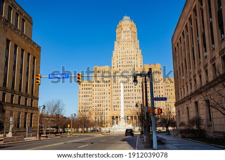 Buffalo City Hall on Niagara Square and Franklin street, New York state, USA