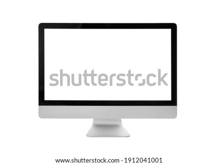 Modern PC monitor on white background Royalty-Free Stock Photo #1912041001