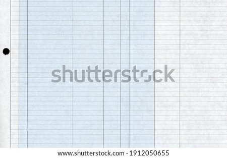 Blank paper form with blue and white cells