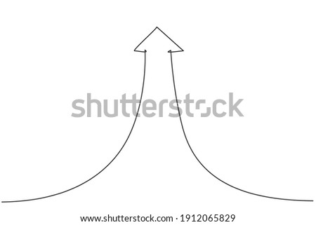 Single continuous line drawing of success rising up arrow sign logo. Increase business finance graph performance. Minimalism concept dynamic one line draw graphic design vector illustration
