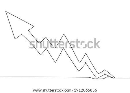 Single one line drawing of increasing sales market up graph symbol. Business financial market growth sign minimal concept. Modern continuous line draw design graphic vector illustration