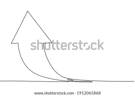 Single one line drawing of young success up rising sales report graph sign. Business financial market growth minimal concept. Modern continuous line draw design graphic vector illustration