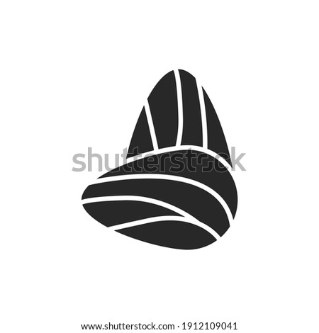Almond black glyph icon. Isolated vector element. Outline pictogram for web page, mobile app, promo.