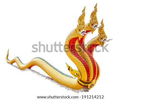 Great nagas, 3 heads  on isolated white background