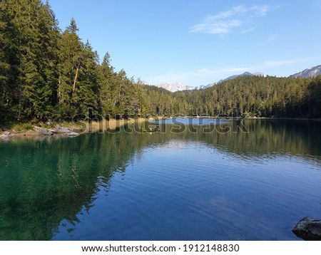 The picture of beautiful Eibsee. Eibsee is a lake in Bavaria, Germany, 9 km southwest of Garmisch-Partenkirchen and roughly 100 km southwest of Munich. 