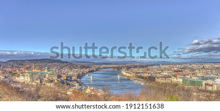 Budapest cityscape from the citadel hill, HDR Image
