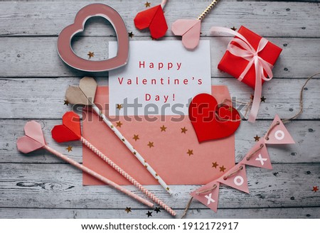 Flat lay romantic photography on natural background. Cute romantic greeting card template. 
