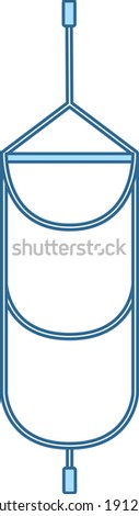 Alpinist Step Ladder Icon. Thin Line With Blue Fill Design. Vector Illustration.