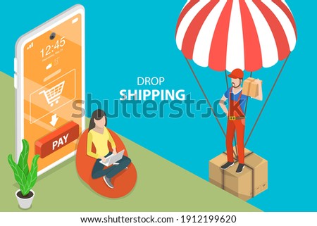3D Isometric Flat Vector Conceptual Illustration of Dropshipping, Direct Delivery, Online Sales With Drop Shipping.