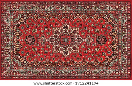 Part of Old Red Persian Carpet Texture, abstract ornament Royalty-Free Stock Photo #1912241194