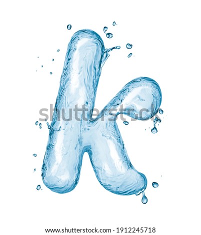 Water splashes letter isolated on white background. Abstract liquid font.