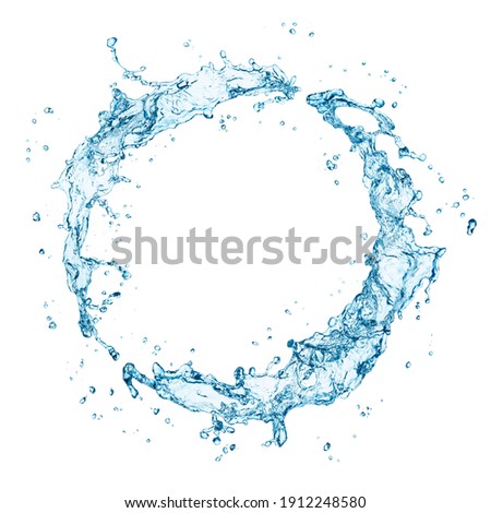 blue water splash isolated on white background Royalty-Free Stock Photo #1912248580
