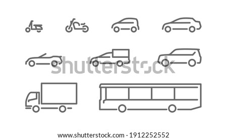 Set of transport icons, line silhouette Royalty-Free Stock Photo #1912252552