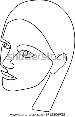 Abstract Woman face one line drawing. Portret minimalistic style. Continuous line.