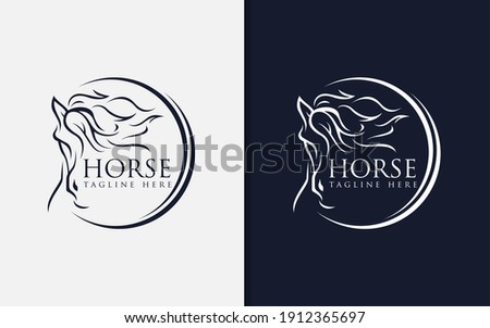 Luxurious Abstract Black Horse Logo Design. Usable For Business and Brand Company. Vector Logo Illustration.