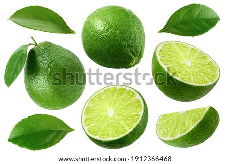 Limes isolated on white background. Collection Royalty-Free Stock Photo #1912366468