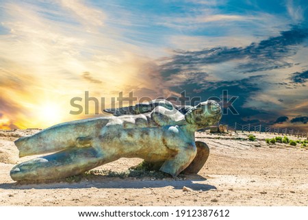 Agrigento, Sicilia, statue in the valley of temples (Valle dei Templi). Sicily Icarus bronze statue Royalty-Free Stock Photo #1912387612