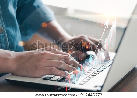 Business people analyze financial data chart trading forex, Investing in stock markets, funds and digital assets, Business finance technology and investment concept, Business finance background. Royalty-Free Stock Photo #1912445272
