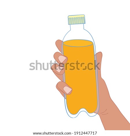 Hand holding a bottle of soda.