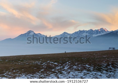 
Polish Tatra Mountains from Gubałówka at dusk