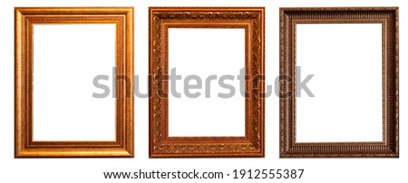 Set of gilded antique picture frames isolated on white background. Royalty-Free Stock Photo #1912555387